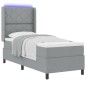 vidaXL Letto a Molle con Materasso e Luce LED Grigio Chiaro 90x190 cm in Tessuto