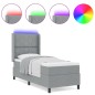 vidaXL Letto a Molle con Materasso e Luce LED Grigio Chiaro 90x190 cm in Tessuto