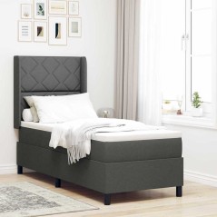 vidaXL Letto a molle con materasso e LED grigio scuro 90x190 cm in tessuto