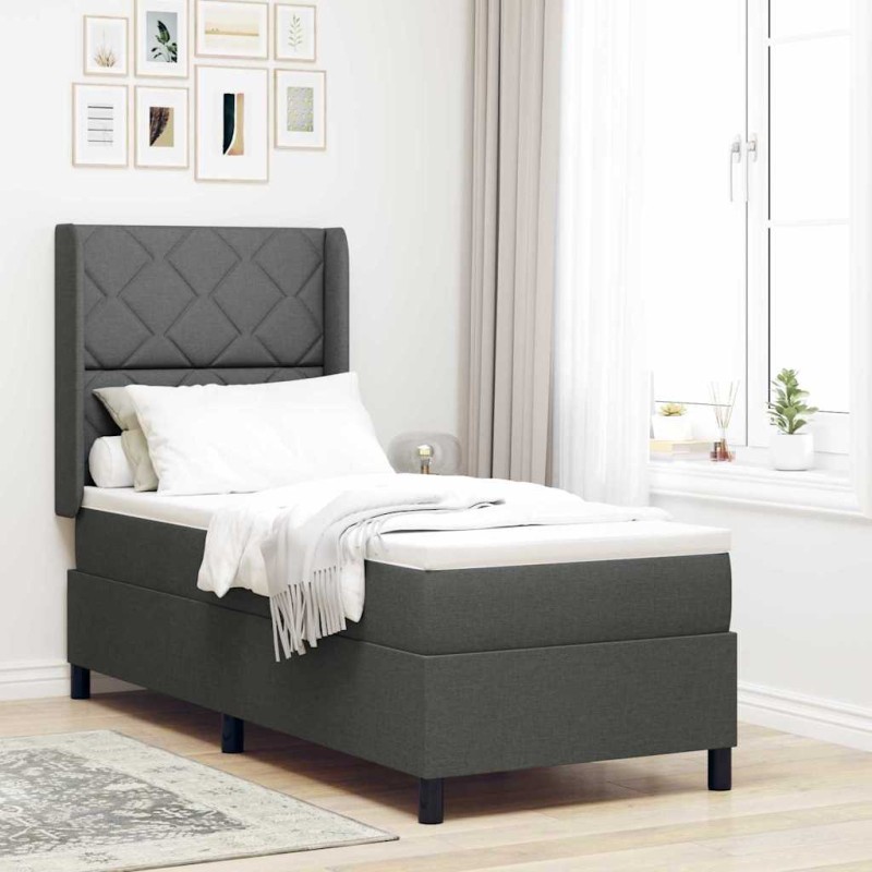 vidaXL Letto a molle con materasso e LED grigio scuro 90x190 cm in tessuto vidaXL Letto a molle con materasso e LED grigio scuro 90x190 cm in tessuto