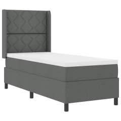 vidaXL Letto a molle con materasso e LED grigio scuro 90x190 cm in tessuto