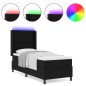 vidaXL Letto con molle e materasso LED, nero, 90x190 cm, in tessuto