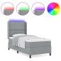 vidaXL Letto a Molle con Materasso e Luce LED Grigio Chiaro 90x200 cm, Tessuto