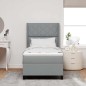 vidaXL Letto a Molle con Materasso e Luce LED Grigio Chiaro 90x200 cm, Tessuto