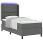 vidaXL Letto con Molle e Materasso & LED Grigio Scuro 90x200 cm in Tessuto