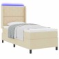 vidaXL Letto Box Spring con Materasso e LED Crema 90x200 cm Tessuto