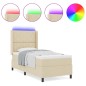 vidaXL Letto Box Spring con Materasso e LED Crema 90x200 cm Tessuto