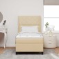 vidaXL Letto Box Spring con Materasso e LED Crema 90x200 cm Tessuto