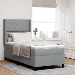 vidaXL Letto con Molle e Materasso & LED Grigio Chiaro 100x200 cm Tessuto
