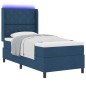 vidaXL Letto Box Spring con Materasso e LED Blu 100x200 cm in Tessuto