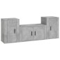 Set di Mobili Porta TV 3 pz Grigio Cemento in Legno Multistrato Set di Mobili Porta TV 3 pz Grigio Cemento in Legno Multistrato