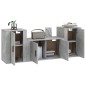 Set di Mobili Porta TV 3 pz Grigio Cemento in Legno Multistrato Set di Mobili Porta TV 3 pz Grigio Cemento in Legno Multistrato