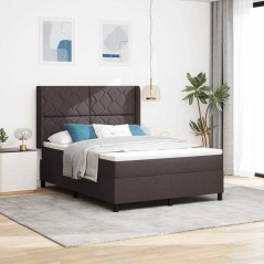 vidaXL Letto con Molle e Materasso & LED Marrone Scuro 140x190 cm in Tessuto
