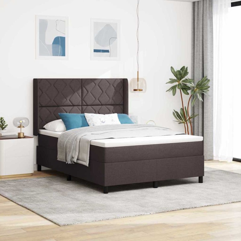 vidaXL Letto con Molle e Materasso & LED Marrone Scuro 140x190 cm in Tessuto vidaXL Letto con Molle e Materasso & LED Marrone Scuro 140x190 cm in Tessuto