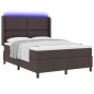 vidaXL Letto con Molle e Materasso & LED Marrone Scuro 140x190 cm in Tessuto vidaXL Letto con Molle e Materasso & LED Marrone Scuro 140x190 cm in Tessuto