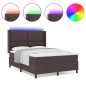 vidaXL Letto con Molle e Materasso & LED Marrone Scuro 140x190 cm in Tessuto vidaXL Letto con Molle e Materasso & LED Marrone Scuro 140x190 cm in Tessuto