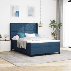 vidaXL Letto a molle con materasso e luci LED blu 140x190 cm in tessuto