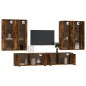 Set di Mobili Porta TV 6 pz Rovere Fumo in Legno Multistrato Set di Mobili Porta TV 6 pz Rovere Fumo in Legno Multistrato