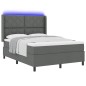 vidaXL Letto con molle e materasso & LED grigio scuro 160x200 cm in tessuto