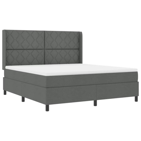 vidaXL Letto con molle e materasso e LED grigio scuro, 180x200 cm, tessuto