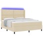 vidaXL Letto a molle con materasso e LED crema 180x200 cm in tessuto