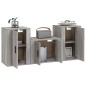 Set Mobili Porta TV 3 pz Grigio Sonoma in Legno Multistrato Set Mobili Porta TV 3 pz Grigio Sonoma in Legno Multistrato