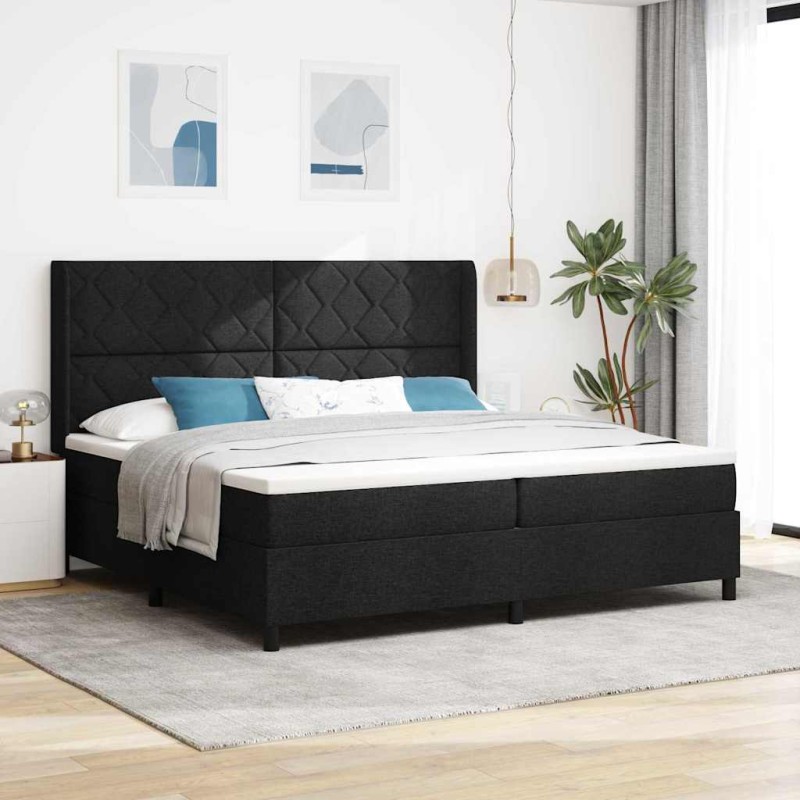 vidaXL Letto Box Spring con materasso e LED nero 200x200 cm, tessuto