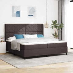 vidaXL Letto con Molle e Materasso & Luce LED Marrone Scuro 200x200 cm Tessuto