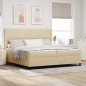 vidaXL Letto con rete a molle e materasso con LED Crema 200x200 cm in tessuto