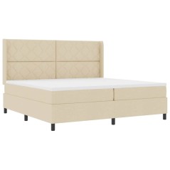 vidaXL Letto con rete a molle e materasso con LED Crema 200x200 cm in tessuto