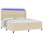 vidaXL Letto con rete a molle e materasso con LED Crema 200x200 cm in tessuto