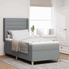 vidaXL Letto Box Spring con Materasso e Luce LED Grigio Chiaro 80x200 cm Tessuto