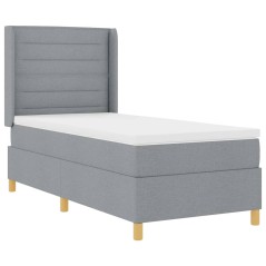 vidaXL Letto Box Spring con Materasso e Luce LED Grigio Chiaro 80x200 cm Tessuto