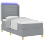 vidaXL Letto Box Spring con Materasso e Luce LED Grigio Chiaro 80x200 cm Tessuto