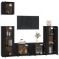 Set di Mobili Porta TV 5 pz Nero in Legno Multistrato Set di Mobili Porta TV 5 pz Nero in Legno Multistrato
