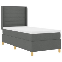 vidaXL Letto Box con Materasso e LED Grigio Scuro 90x200 cm Tessuto