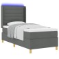 vidaXL Letto Box Spring con Materasso e LED Grigio Scuro 100x200 cm Tessuto