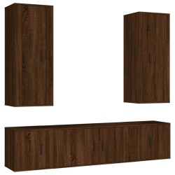 Set Mobili Porta TV 5 pz Rovere Marrone in Legno Multistrato