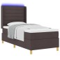vidaXL Letto a molle con Materasso e LED Marrone Scuro 100x200 cm Tessuto vidaXL Letto a molle con Materasso e LED Marrone Scuro 100x200 cm Tessuto