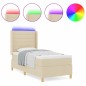 vidaXL Letto Box Spring con Materasso e LED Crema 100x200 cm Tessuto