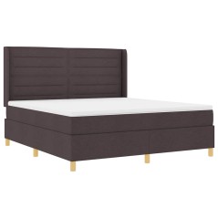 vidaXL Letto Box Spring con Materasso & LED Marrone Scuro 180x200 cm Tessuto