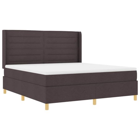 vidaXL Letto Box Spring con Materasso & LED Marrone Scuro 180x200 cm Tessuto