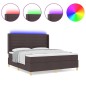 vidaXL Letto Box Spring con Materasso & LED Marrone Scuro 180x200 cm Tessuto