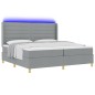 Letto a Molle VidaXL con Materasso e Luce LED Grigio Chiaro 200x200 cm Tessuto