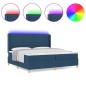 vidaXL Letto Box Spring con Materasso e LED Blu 200x200 cm Tessuto vidaXL Letto Box Spring con Materasso e LED Blu 200x200 cm Tessuto