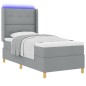 vidaXL Letto Box Spring con Materasso e Luce LED Grigio Chiaro 100x200 cm Tessuto