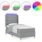 vidaXL Letto Box Spring con Materasso e Luce LED Grigio Chiaro 100x200 cm Tessuto