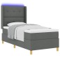 vidaXL Letto a Box con Materasso e LED Grigio Scuro 100x200 cm Tessuto