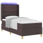 vidaXL Letto box spring con materasso e LED marrone scuro 100x200 cm tessuto