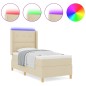 vidaXL Rete a doghe con materasso e LED Crema 100x200 cm Tessuto vidaXL Rete a doghe con materasso e LED Crema 100x200 cm Tessuto